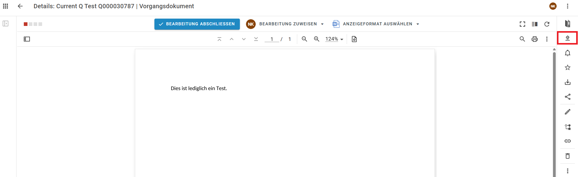 Auf dem Bild ist ein Dokument zu sehen, das Icon für die neue Version ist rot umrandet.