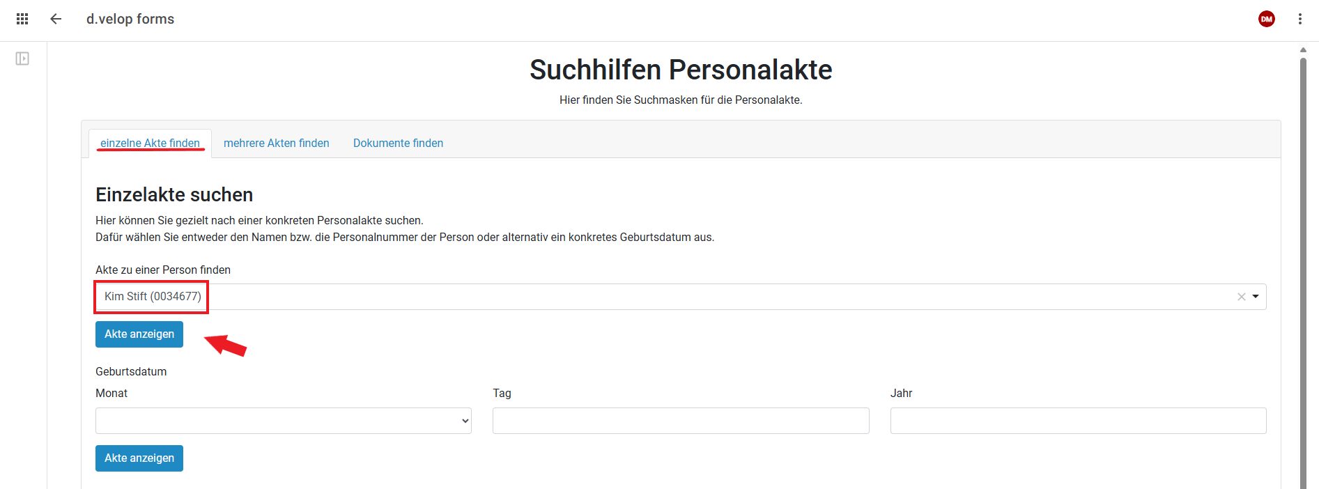 Sie sehen eine einzeln ausgewählte Person.