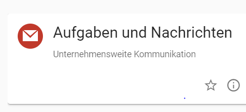 Neben der Überschrift der Kachel Aufgaben und Nachrichten befindet sich links als Symbol ein roter Kreis auf dem ein Briefumschlag abgebildet ist.