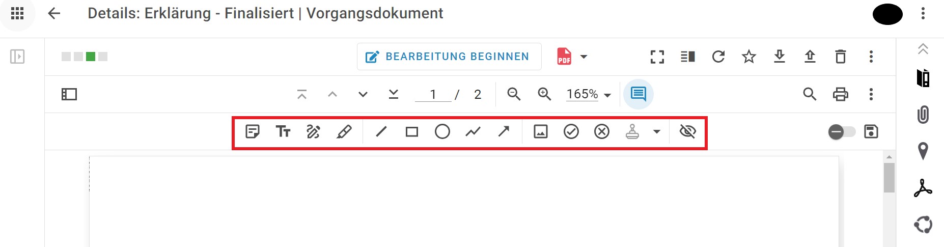 Abbildung der PDF-Vorschau im Dokumentenmanagementsystem.