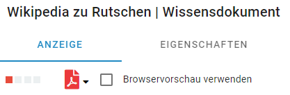 Der linke Teilausschnitt der Kopfzeile des DMS/eAkte wird gezeigt. Der Reiter Anzeige ist ausgewählt. Der Status des Dokuments wird über vier quadratische Kästchen angezeigt. Das erste von links ist rot, die anderen grau.