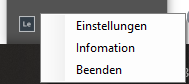 Zu sehen ist das Icon zu d.velop local edit im System Tray inklusive des Kontextmenüs des Plugins.