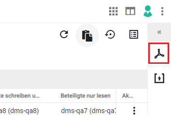 Der pdf-Export kann innerhalb eines Vorgangs oder aus einer Dokumentensuche heraus durch einen Klick auf die Schaltfläche PDF zusammenführen gestartet werden.