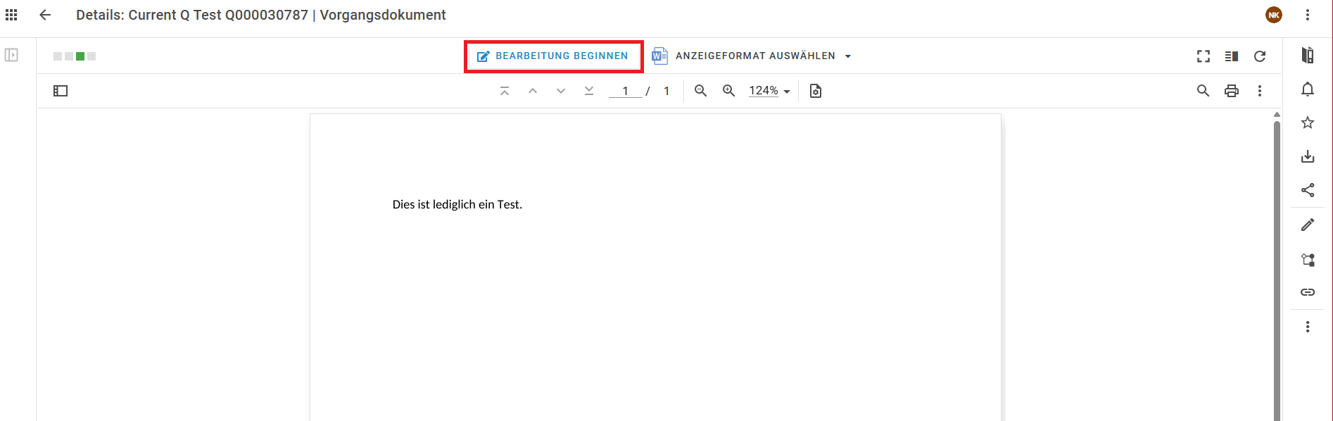 Auf dem Bild ist ein Dokument zu sehen; das Icon für die Bearbeitung ist rot umrandet.